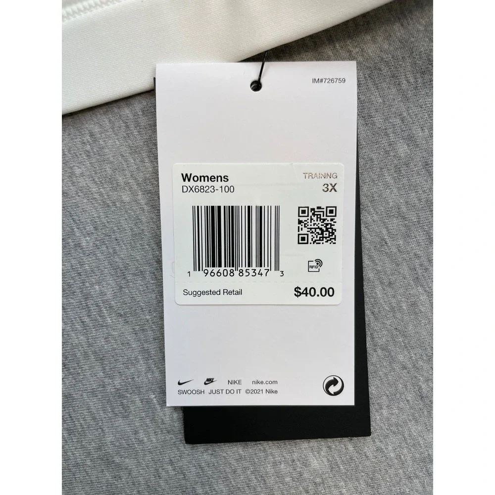 Nike Sport Bra Womens 3X White Performance Stretch Dr-Fit Racerback Logo